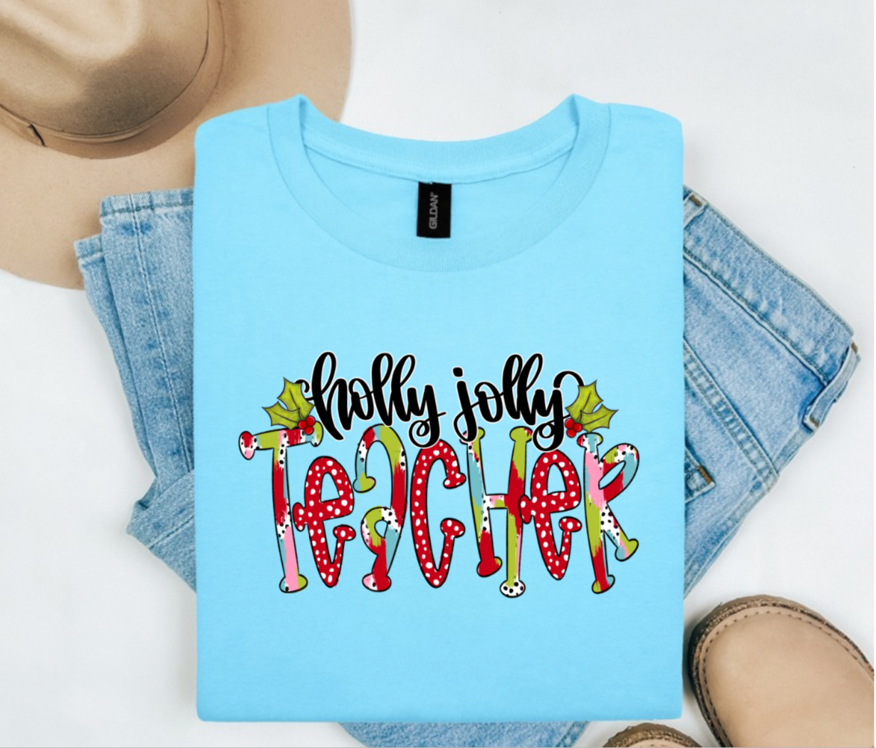 Holly jolly teacher Gildan sweatshirt