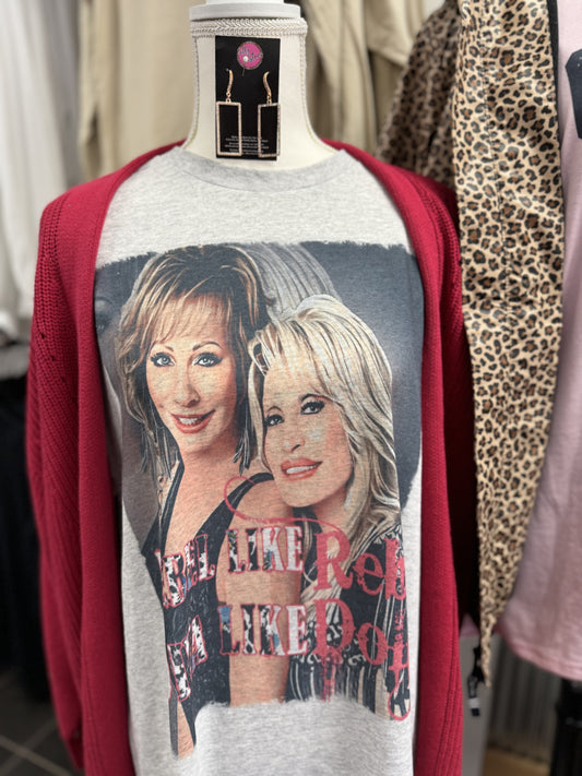 Rebel like Reba Diva like Dolly gray tshirt