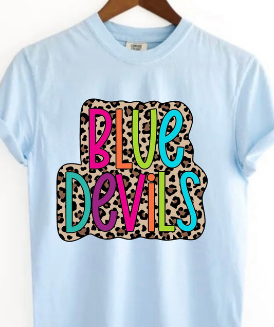 Blue devils colorful leopard tshirt