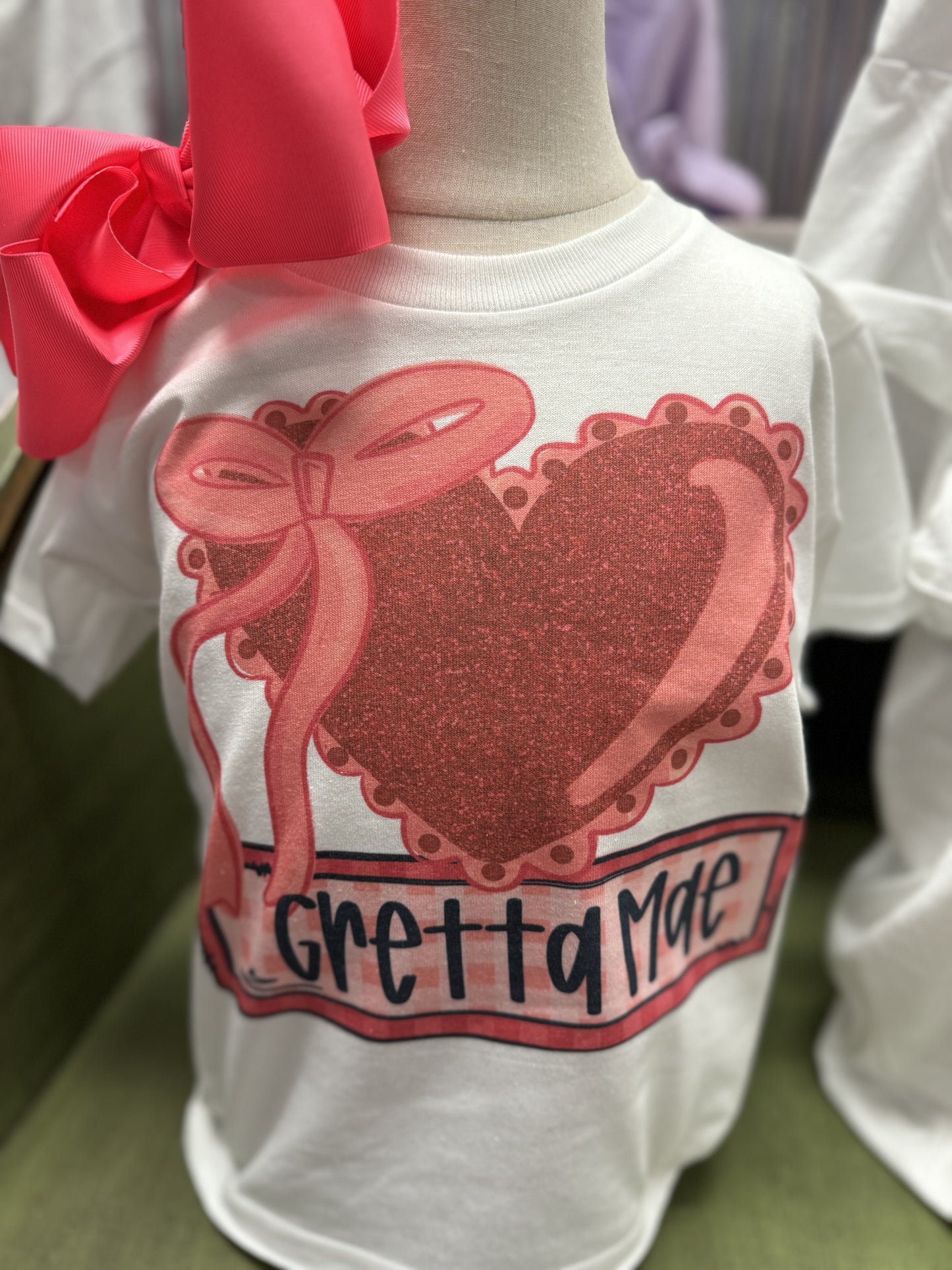 Valentine heart with bow tshirt