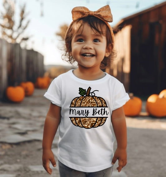 Camo pumpkin with nameplate