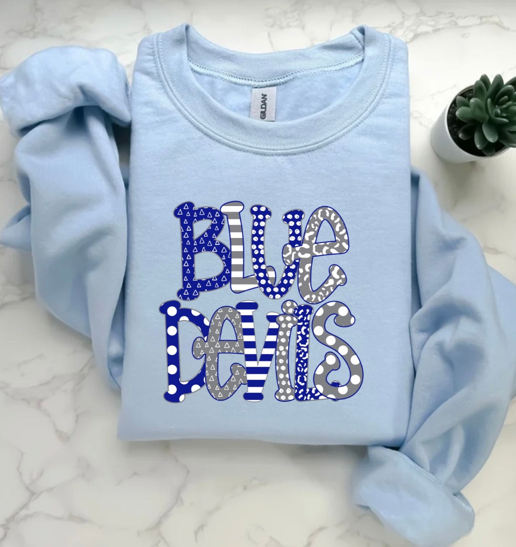 Blue Devils polka dot letters sweatshirt