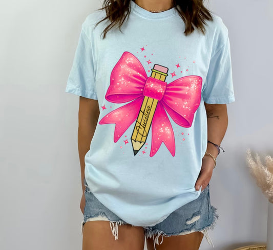 Back to school Pencil with bow tshirt