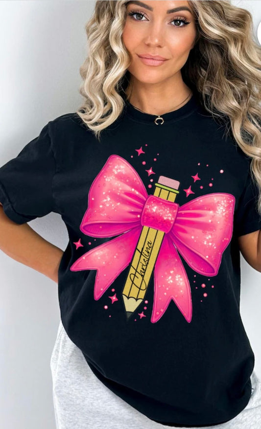 Back to school Pencil with bow tshirt