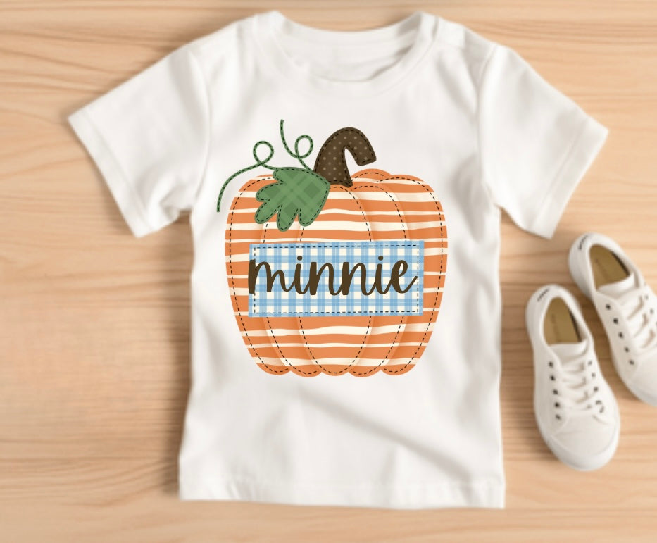 Pumpkin tshirt with nameplate