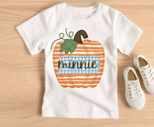 Pumpkin tshirt with nameplate