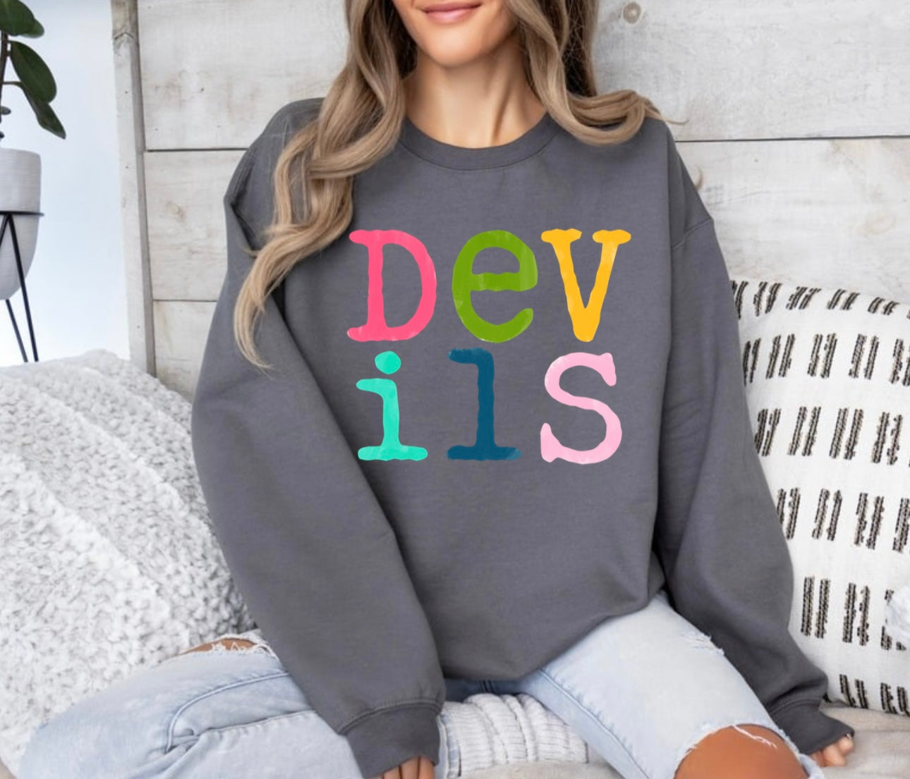 Blue Devils Colorful words sweatshirt