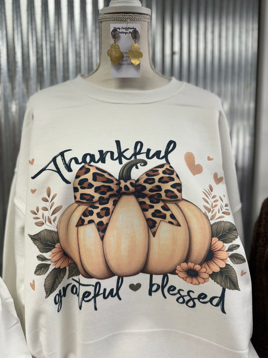 Thankful grateful blessed sweatshirt on Gildan white