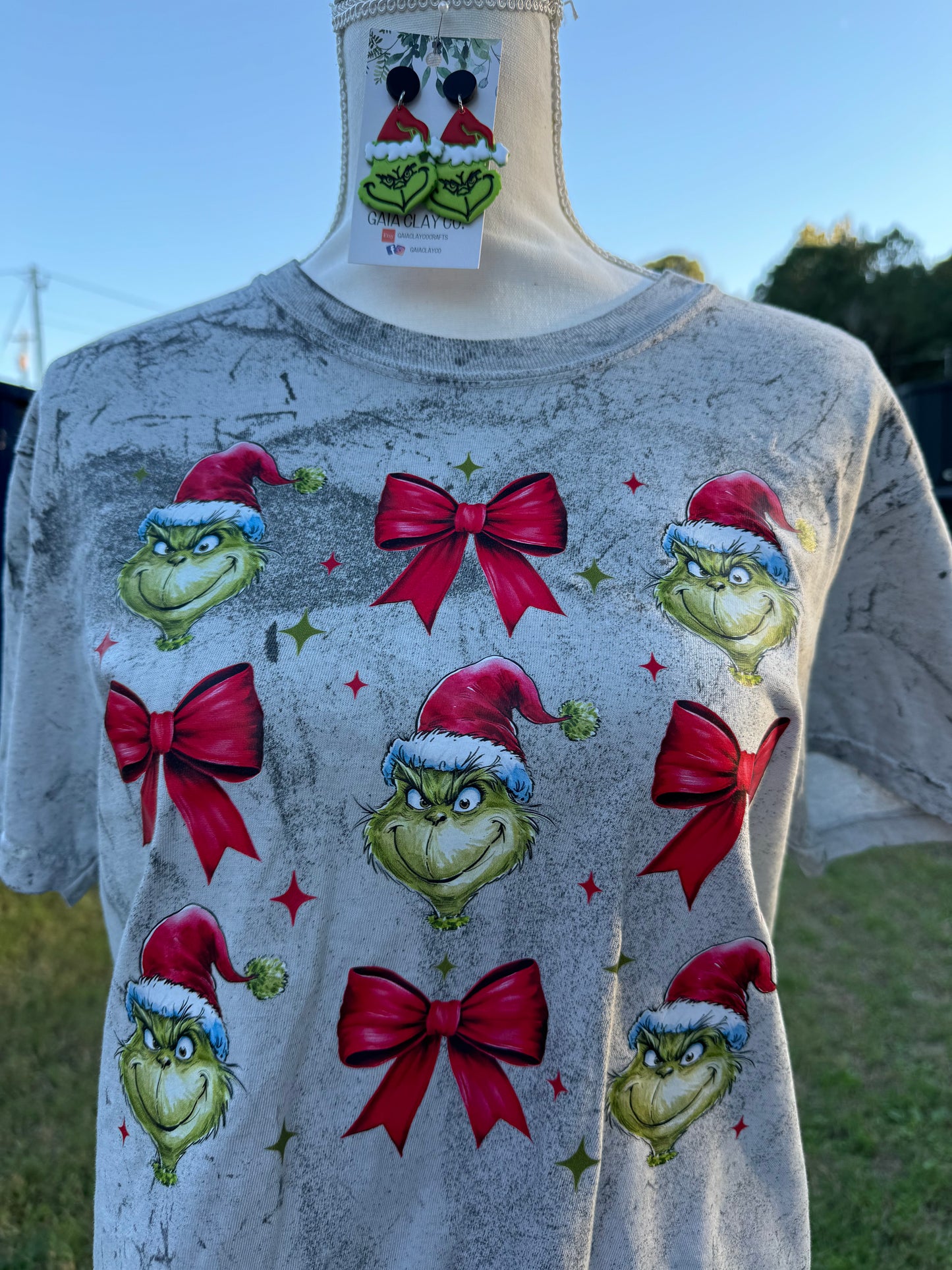 Merry Grinchmas Coquette bow tshirt