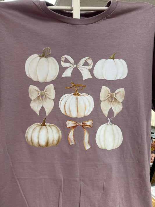 Pumpkins on plum on gildan tshirt or sweatshirt