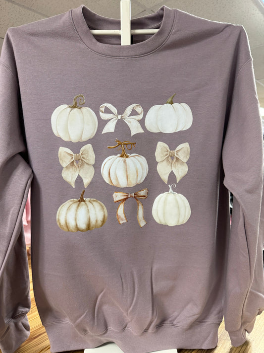 Pumpkins on plum on gildan tshirt or sweatshirt