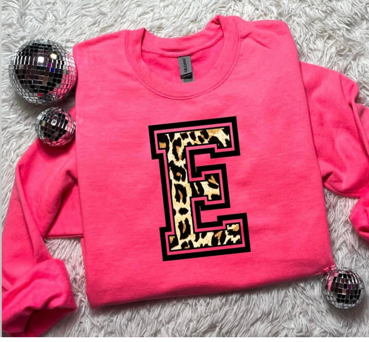 Neon hot pink initial sweatshirt