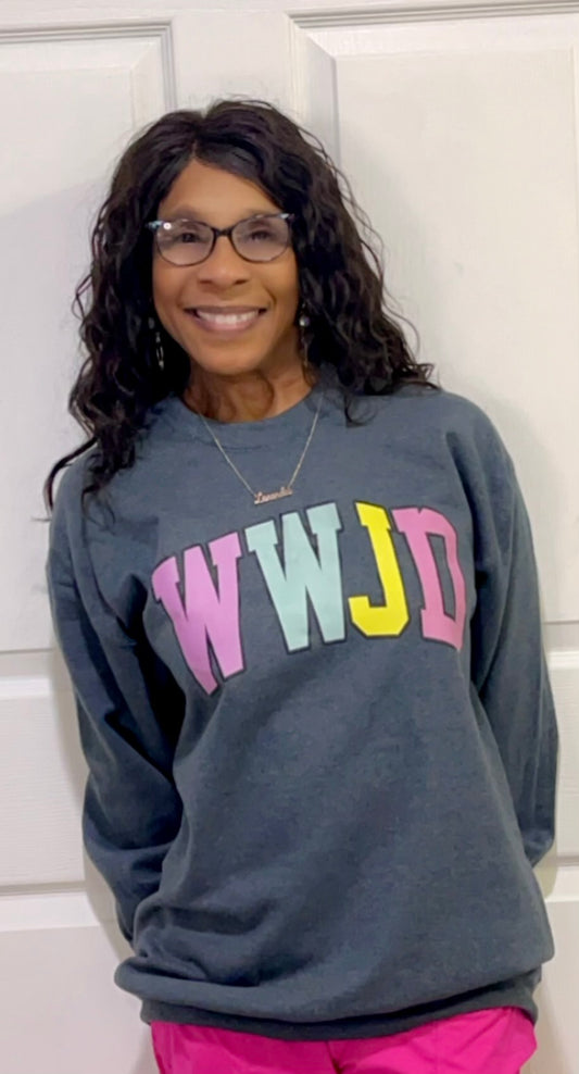 WWJD Gildan Heather Gray Sweatshirt