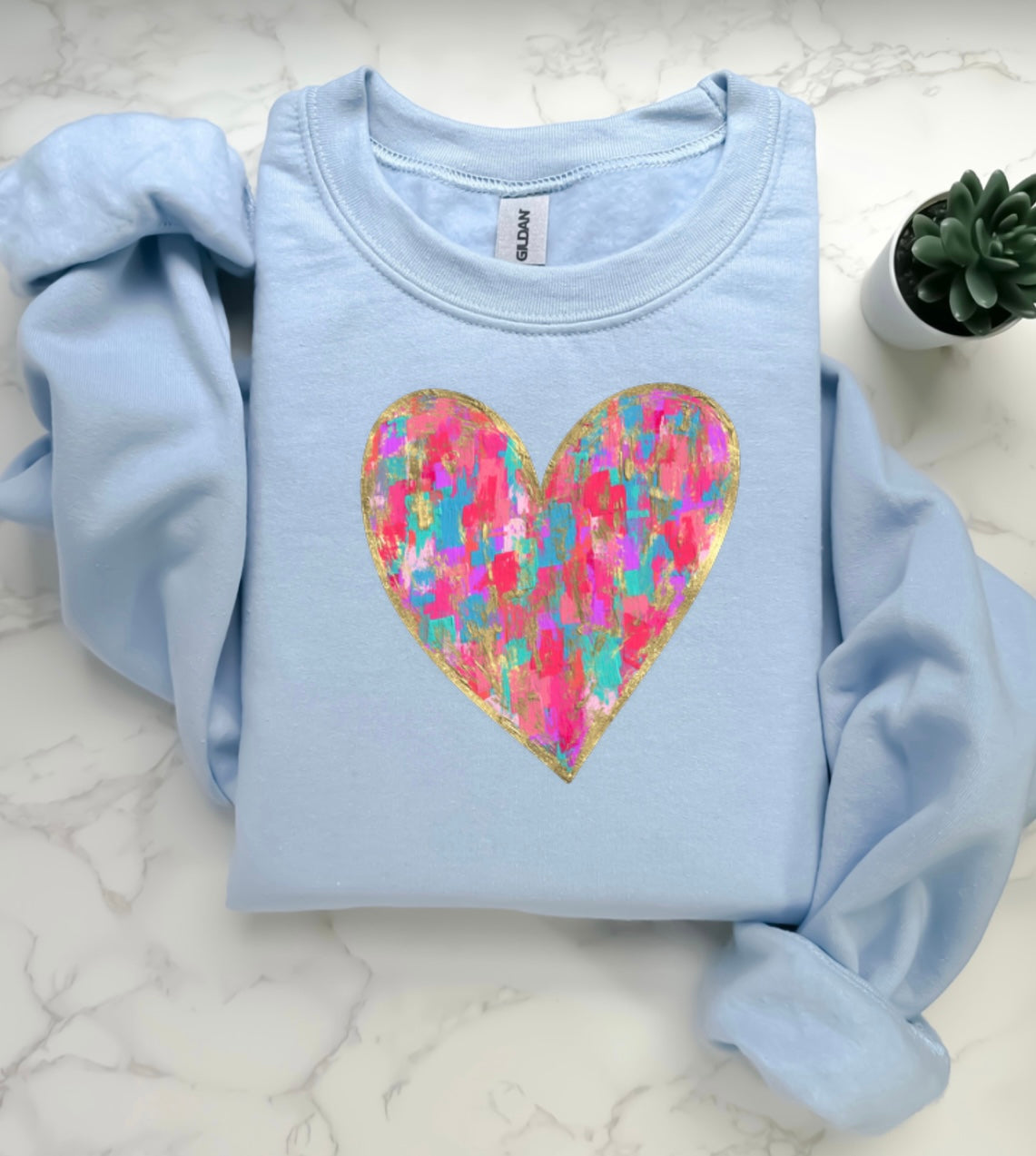 Brushed stroke colorful Heart Sweatshirt