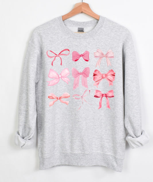 Pretty in Pink Bow Gildan gray Sweatshirt